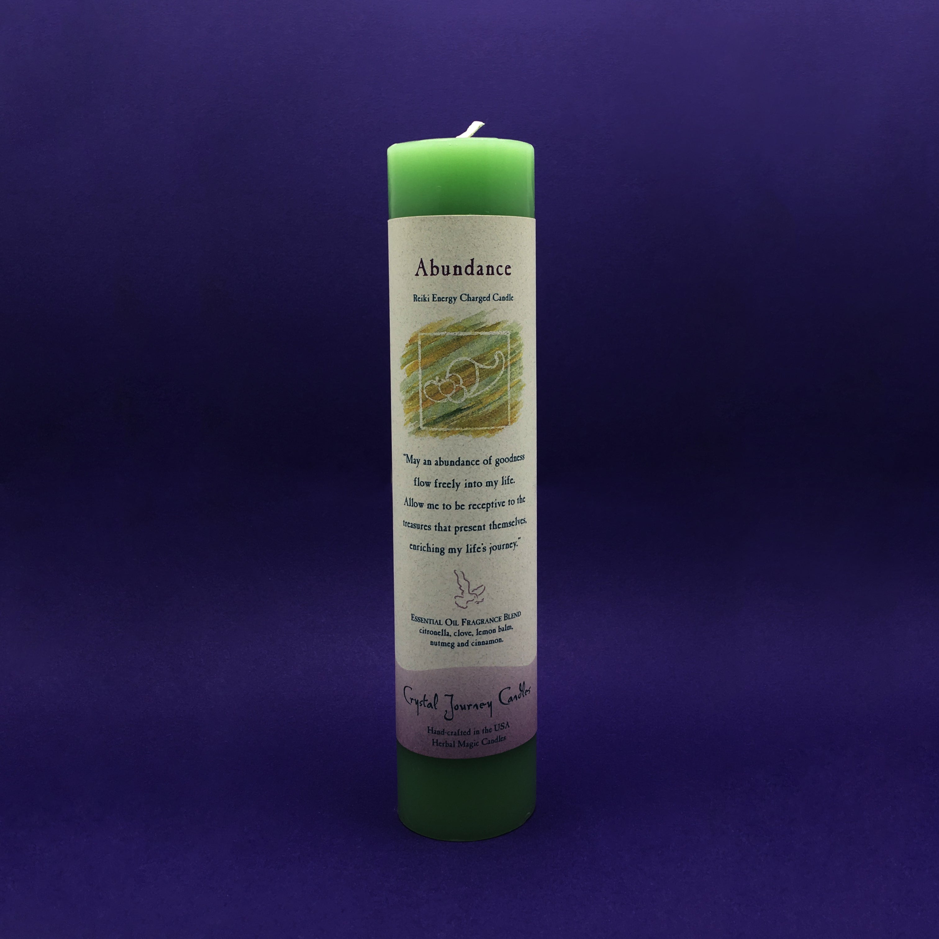 Pillar Candle Abundance Reiki Energy Charged Green Happy Soul Online